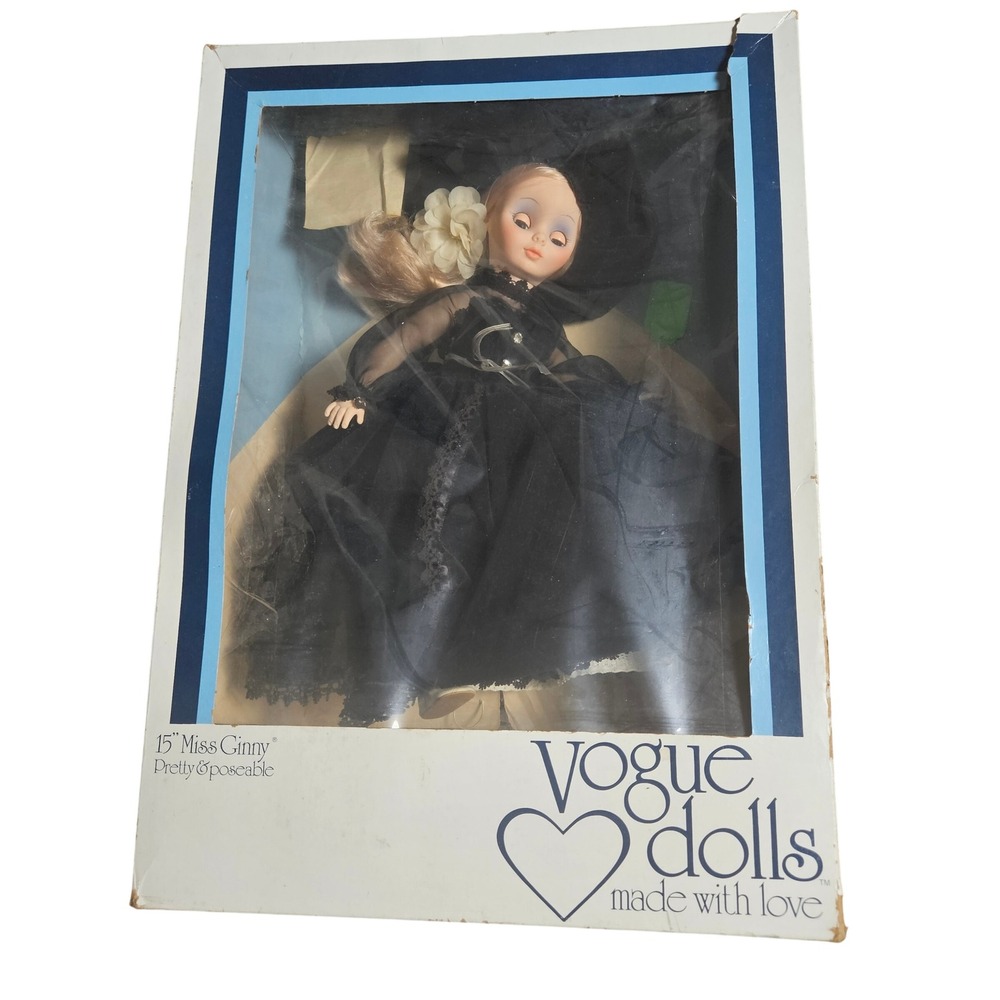 VTG Vogue Dolls Miss Ginny Pretty Poseable Doll 15" Velvet Dress Sleepy Eyes NIB